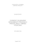 Ovisnost ocijenjene sposobnosti procesa o prikupljanju i obradi podataka