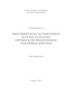 Implementacija automatskog sustava za studiju optimizacije proizvodnog tiskarskog procesa