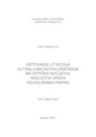 Ispitivanje utjecaja ultraljubičastog zračenja na optička svojstva različitih vrsta recikliranih papira