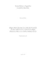 LATEX program za oblikovanje dokumenata i izrada LATEX predloška za diplomski rad