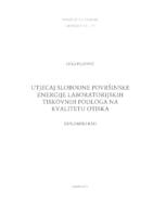 Utjecaj slobodne površinske energije laboratorijskih tiskovnih podloga na kvalitetu otiska