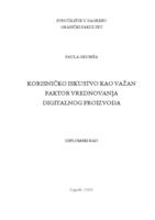 Korisničko iskustvo kao važan faktor vrednovanja digitalnog proizvoda