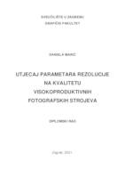 Utjecaj parametara rezolucije na kvalitetu visokoproduktivnih fotografskih strojeva