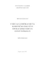 Utjecaj gamifikacije na korisničko iskustvo edukacijske igre za osnovnoškolce