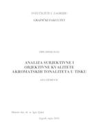 prikaz prve stranice dokumenta Analiza subjektivne i objektivne kvalitete akromatskih tonaliteta u tisku