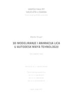 prikaz prve stranice dokumenta 3D modeliranje i animacija lica u Autodesk Maya tehnologiji