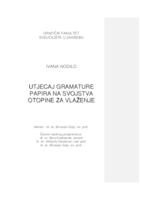 prikaz prve stranice dokumenta Utjecaj gramature papira na svojstva otopine za vlaženje