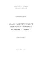 prikaz prve stranice dokumenta Izrada prototipa mobilne aplikacije s upotrebom proširene stvarnosti