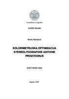 prikaz prve stranice dokumenta Kolorimetrijska optimizacija stereolitografske aditivne proizvodnje