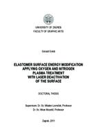 prikaz prve stranice dokumenta Elastomer surface energy modification applying oxygen and nitrogen plasma treatment with laser deactivation of the surface