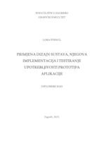 prikaz prve stranice dokumenta Primjena dizajn sustava, njegova implementacija i testiranje upotrebljivosti prototipa aplikacije